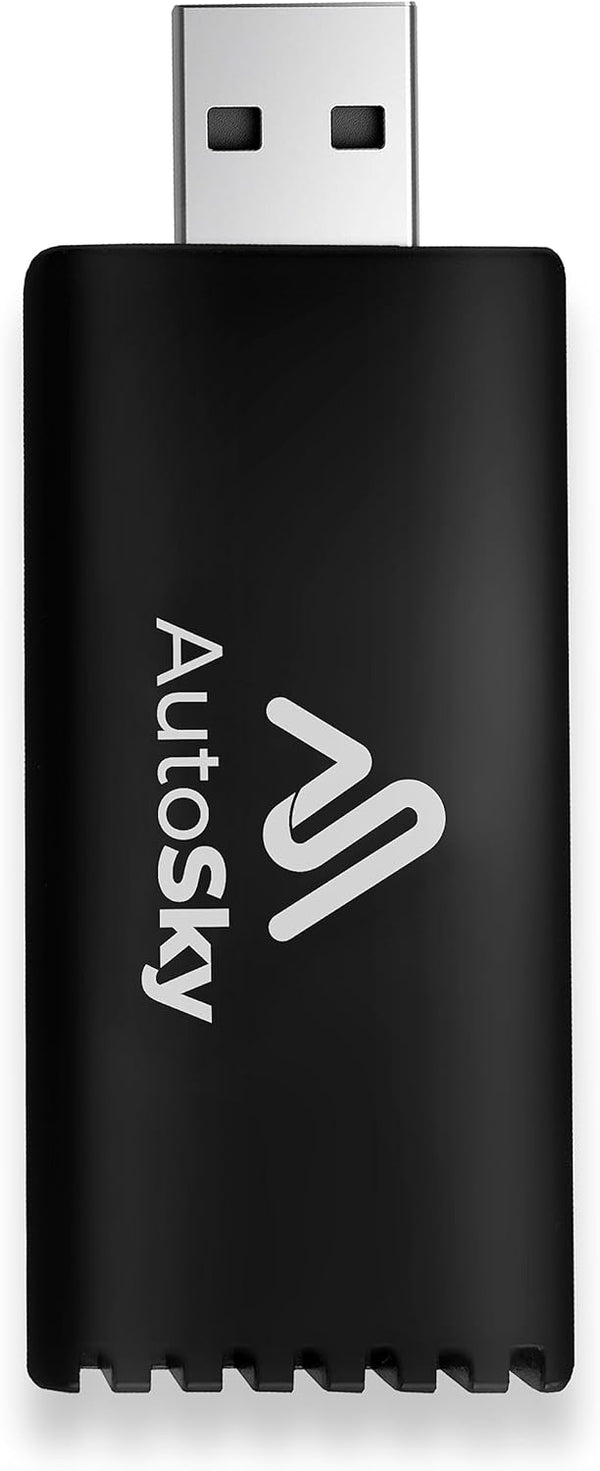 Wireless CarPlay Adapter, Newest 5Ghz AutoSky Plug and Play with USB-C and USB-A Cables