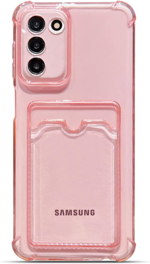 Tuokiou Samsung Galaxy S23 Case, Pink Wallet Phone Case with Card Slot & Transparent Protective Soft TPU