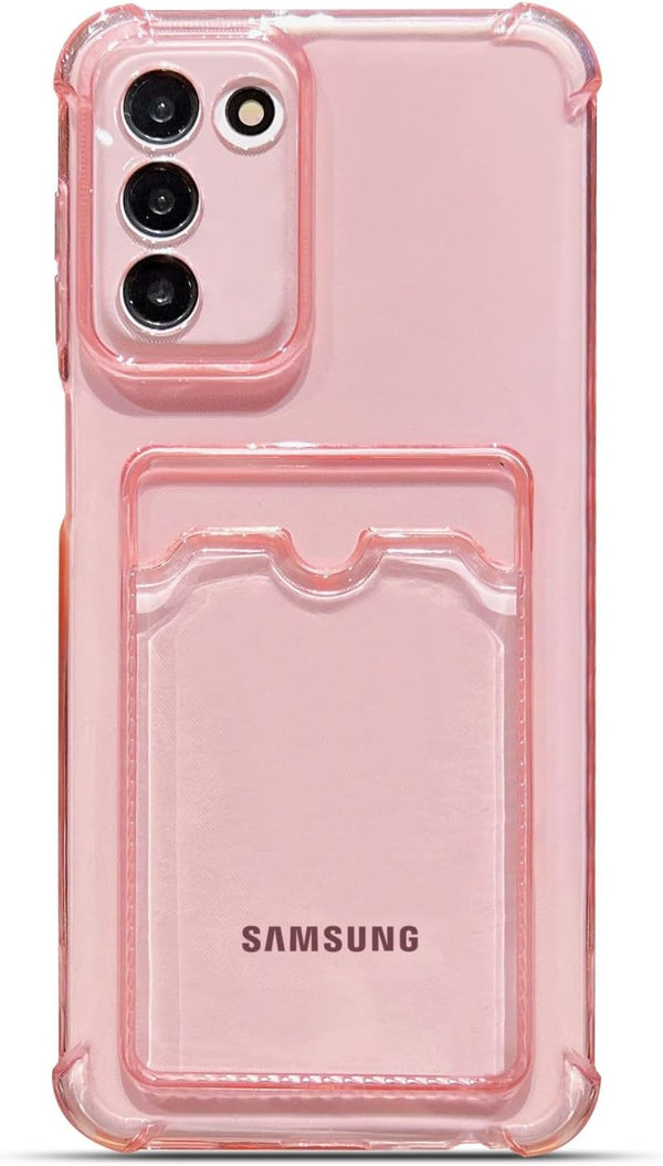 Tuokiou Samsung Galaxy S23 Case, Pink Wallet Phone Case with Card Slot & Transparent Protective Soft TPU