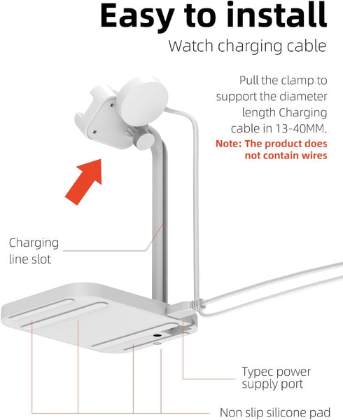 2 in 1 Wireless Charger Stand for Samsung/Apple/Google, Charging Dock for Huawei GT/Samsung Galaxy/Pixel/Garmin