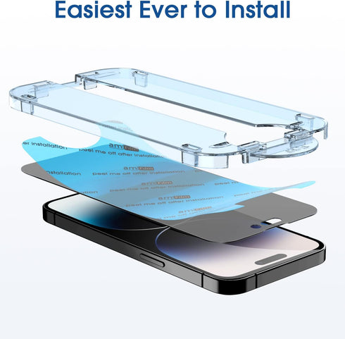 amFilm OneTouch Privacy Tempered Glass Screen Protector for iPhone 14 Pro Max (6.7") 2022, Full Coverage Case Friendly