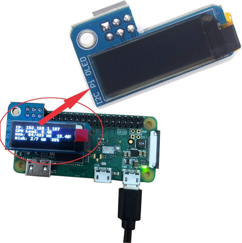 DIYmall PiOLED 0.91inch I2C 128X32 SSD1306 OLED Display Module for Raspberry Pi (White