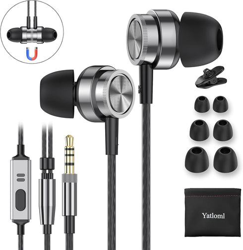 Wired Earbuds with Microphone, in Ear Headphones with Heavy Bass & Noise Isolation, Compatible with Samsung, Tablet,