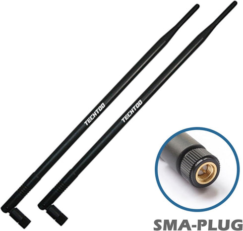 TECHTOO 9dBi 2.4Ghz 2Pack) WiFi Antenna with SMA Male Connector Compatible W/Foscam Anran Haloview IP Camera & Other