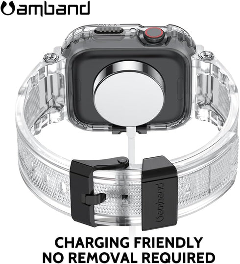 amBand Bands Compatible with Apple Watch 9/8/7 41mm - M1 Sport Series Rugged Case with TPU Strap for iWatch