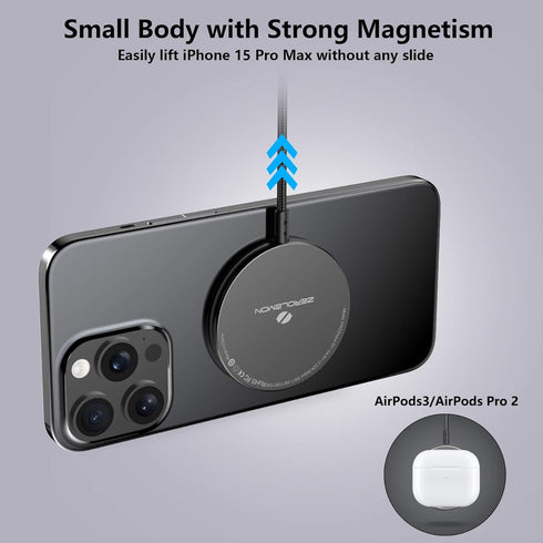 ZEROLEMON Magnetic Wireless Charger 10ft, Fast Charging Pad with Extra Long Braided Cable, MagSafe Compatible for