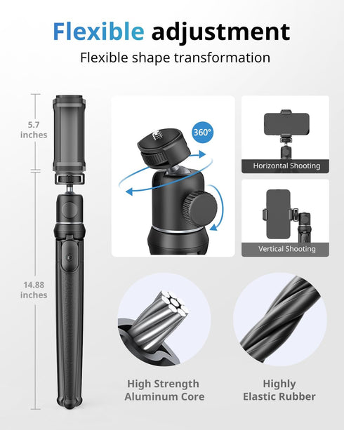 UBeesize Camera Tripod with Remote, Flexible Stand with Phone Holder and Action Camera Mount Adapter for iPhone Samsung