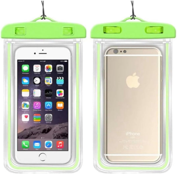Waterproof Phone Pouches, Universal Fit, Clear, 2 Pack, Green