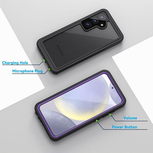 Lanhiem for Samsung Galaxy S24 Case, IP68 Waterproof Dustproof, Rugged Shockproof Cover with Built-in Screen Protector