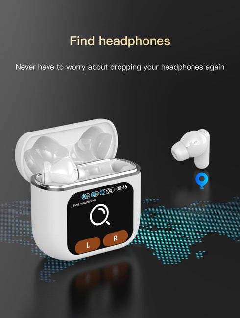 URIZONS ANC Noise Cancellation Bluetooth Earbuds, Multi-Functional Wireless Headphones with LCD Screen Touch Control