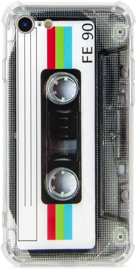 FAteam Case for iPhone SE (2022/2020) & iPhone 7/8 with Reinforced Corners TPU Soft Bumper Anti-Scratch Retro Cassette