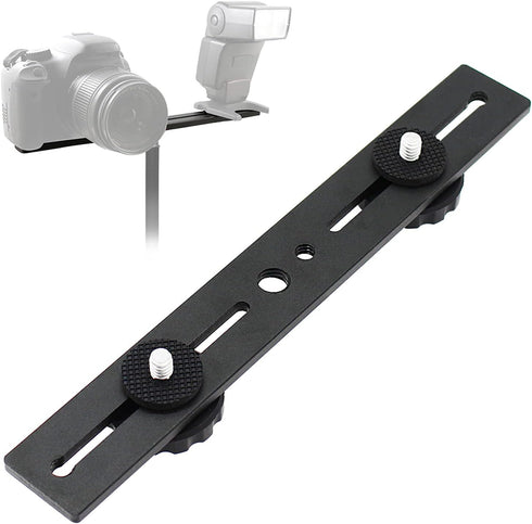 8"/20cm Dual Speedlite Camera Mount Tripod Bracket Flash Extension Bar for LED Video Light and DSLR Flash Light