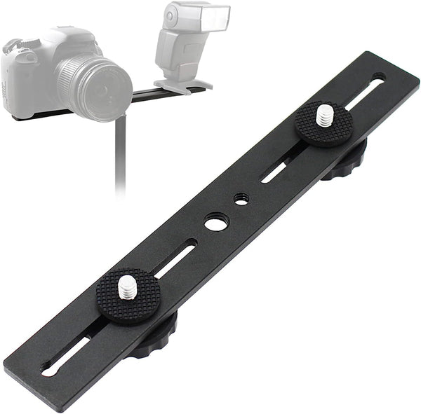 8"/20cm Dual Speedlite Camera Mount Tripod Bracket Flash Extension Bar for LED Video Light and DSLR Flash Light
