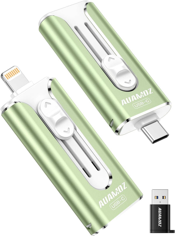 AUAMOZ 256GB Mini Dual Interface Flash Drive, Portable Memory Stick Compatible with iPhone