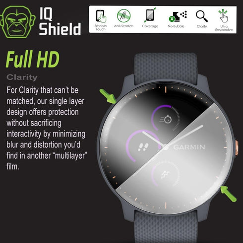 IQShield Screen Protector for Garmin Vivoactive 3 Music, 6-Pack, Anti-Bubble Clear TPU Film