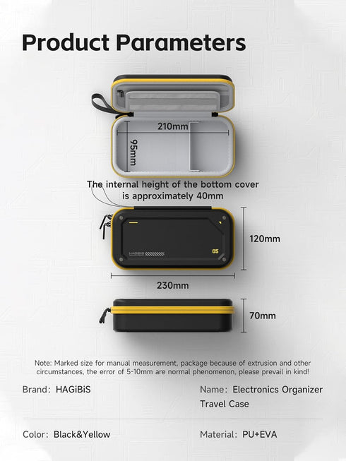 Hagibis Electronic Organizer Traveling Case Bag EVA Hardshell PU Portable Carrying Pouch for Mouse, Charger, Cables