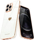 Teageo Cute Love-Heart Case for iPhone 12 Pro Max, White, Luxury Bling Soft Back Cover with Raised Camera Protection