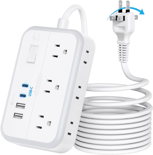 NTONPOWER 15 FT Extension Cord, 1875W Two Prong to Three Prong Adapter, 4 USB Ports, Surge Protector for Old House