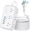 NTONPOWER 15 FT Extension Cord, 1875W Two Prong to Three Prong Adapter, 4 USB Ports, Surge Protector for Old House