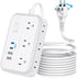 NTONPOWER 15 FT Extension Cord, 1875W Two Prong to Three Prong Adapter, 4 USB Ports, Surge Protector for Old House