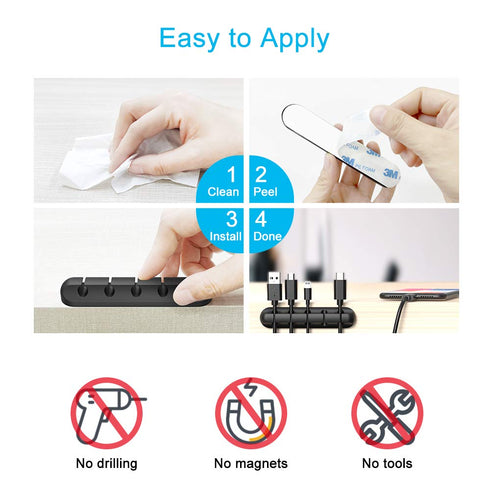 Cord Organizer, Cable Clips Cord Holder, 2 Packs Cable Management USB Cable Power Wire Cord Clips for Car Home and
