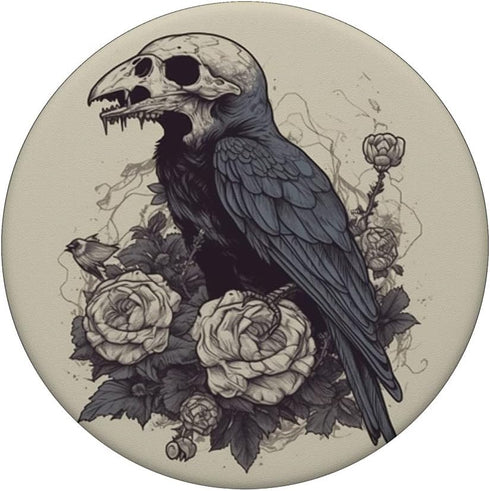 Dark Academia Crow Vintage Raven Roses Flower PopSockets Standard PopGrip