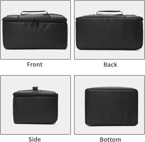 Camera Insert Bag, Water Resistant Portable Inner Bag for DSLR SLR Camera, Shockproof Padded Storage, Black