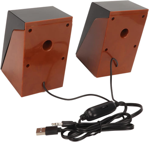 PC Speakers for Laptops, Fast Wired Deep Bass Wooden Color for Computers
