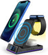 STC 5 in 1 Wireless Charger with Clock/Alarm and Night Light, 15W Qi Fast Charging Station Compatible with iPhone,
