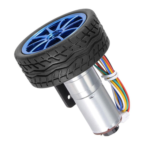 6V 65mm Toy(100RPM) DC DIY Encoder Gear Motor with Mounting Bracket Wheel Kit Micro Speed Reduction Motor Mini Motor