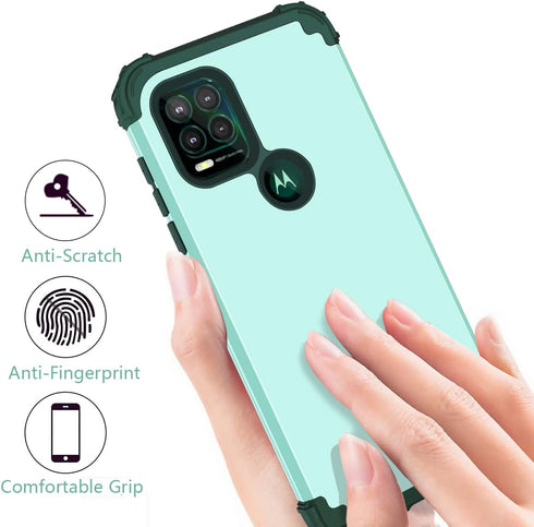 Case for Moto G Stylus 5G, Heavy Duty Shockproof Antiscratch Protective 3 in 1 Hard PC Silicone Bumper, Green