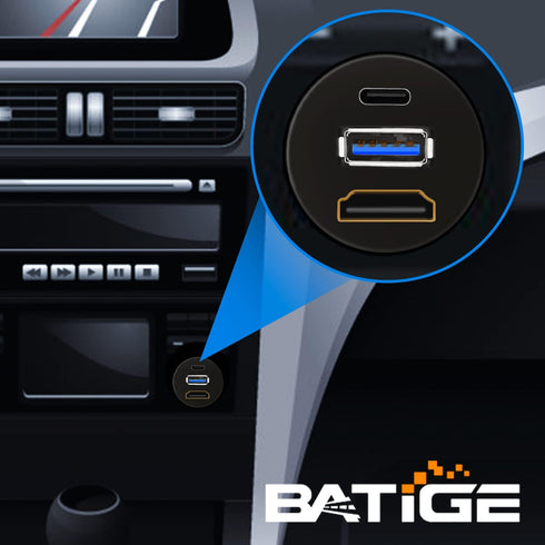 BATIGE USB 3.0 & Type C 3.1 & HDMI Male to Female Car USB C Flush Mount Extension Cable USB 3.0 Dash Mount for Car Truck Boat Motorcycle - 3ft by BATIGE