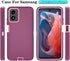Qinmay Shockproof 3-Layer Case for Motorola Moto G Play 2024, with HD Screen Protector (Wine Red Pink)