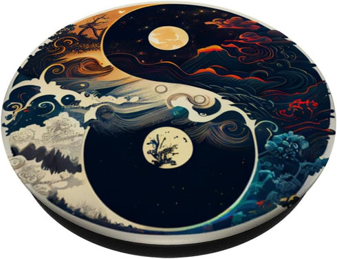 Yin Yang Day & Night Waves Clouds Celestial Sun Moon PopSockets Standard PopGrip