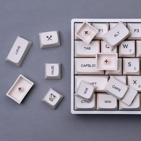 PBT Dye-Sub Keycaps, 138 Keys XDA Profile Honey Milk Keycaps Set, Fit for 61/64/87/104/108 Mechanical Keyboard, Cherry