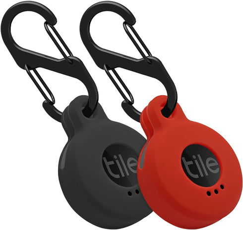 Geiomoo Silicone Cover for Tile Sticker 2022, Protective Case with Carabiner (2 Pack Red+Black)