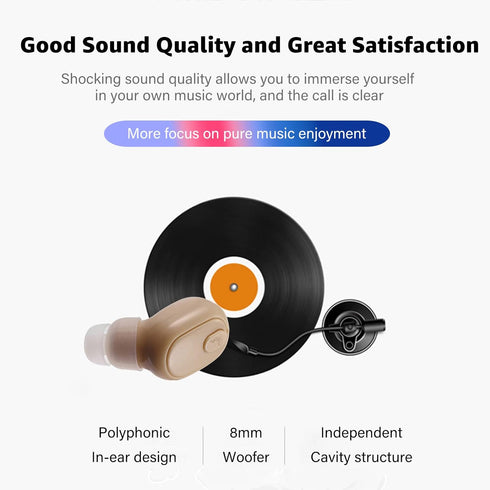 Single Bluetooth Wireless Earbud, Mini Invisible in-Ear Headphone with 12 Hours Battery Life for Sports and Work