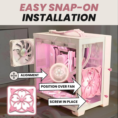 120mm SplashNColor Sakura Fan Grill Decorative Cover, Super Cute Functional Cherry Blossom Cooling PC Fan Cover