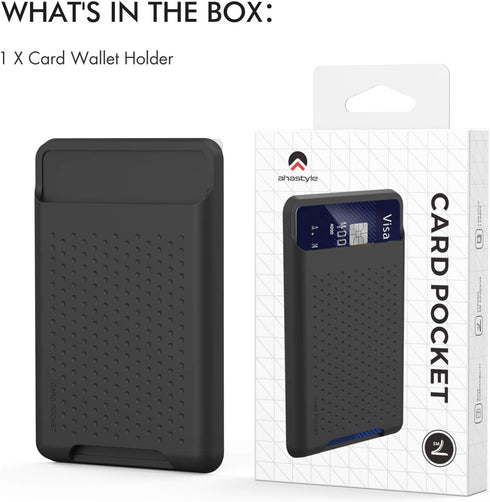 AHASTYLE Phone Credit Card Holder, Slim Stick-On Wallet with Strong Adhesive for iPhone/Android/Samsung