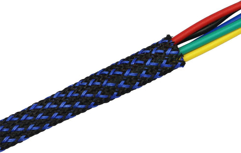 30ft PET Expandable Wire Cable Sleeve (1/4", Blue & Black)