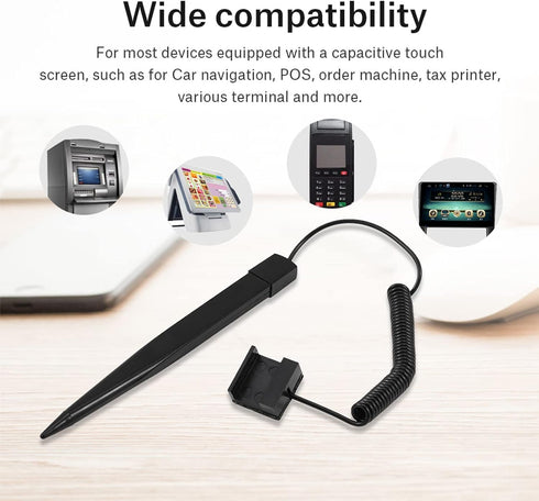 Universal Disc Tip Resistive Stylus, Capacitive Touch Screen Pen with Spring Rope for Tablet Mobile Phone Industrial PC