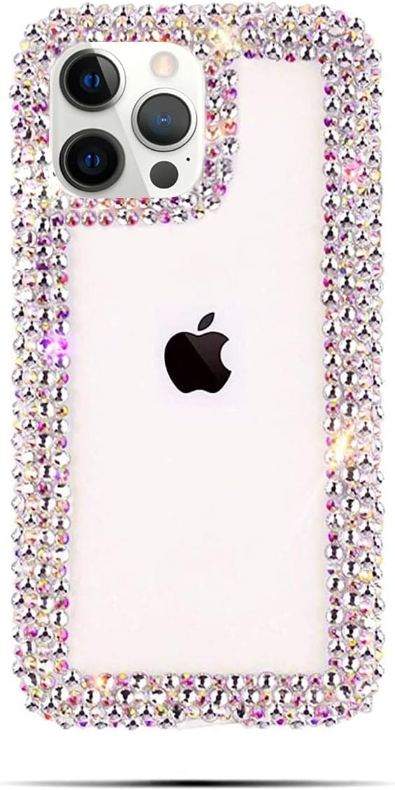 Bonitec iPhone 13 Pro Max Case - 3D Glitter Sparkle Bling Luxury Shiny Cute Crystal Charms Rhinestone Clear Cover