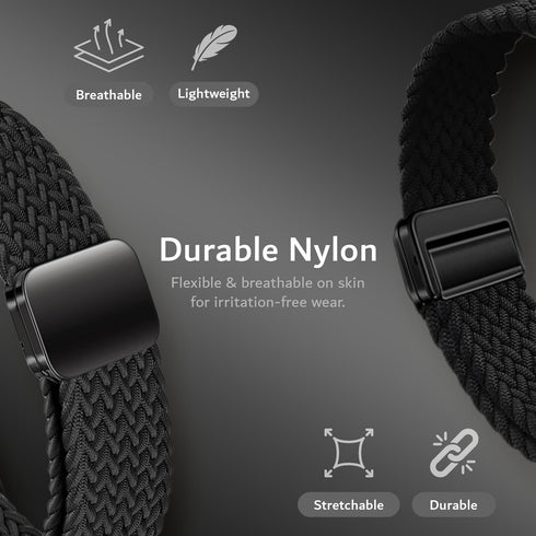 4.8"-9.0" TUDIA Snap On PC Case & Adjustable Braided Magnetic Wristband Compatible with PLAUD NotePin AI Voice Recorder