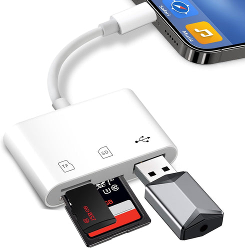 ADRUDY SD Card Reader for iPhone iPad, SD Card Reader with SD/MicroSD/USB-A 3