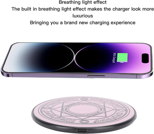 20W Charging Pad with Breathing Light Effect, Sakura Desktop Fast Charging Power for Phones Tablets Headphones