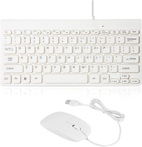 USB Wired Keyboard & Mouse Combo - Ultra-Thin Mini USB Mouse and Keyboard Combo (White)