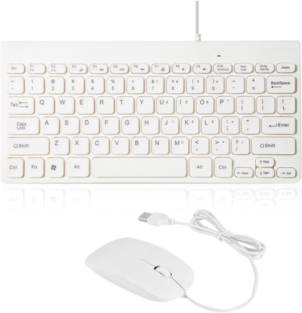 USB Wired Keyboard & Mouse Combo - Ultra-Thin Mini USB Mouse and Keyboard Combo (White)