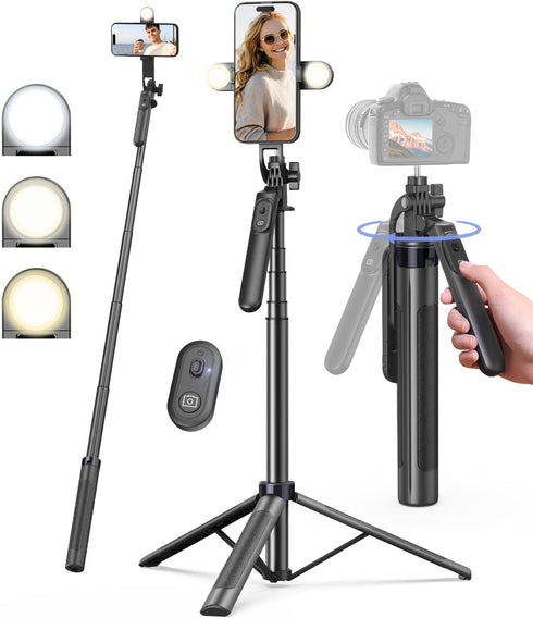 Yeaki 71" Phone Tripod,Tripod for iPhone with Fill Light and Rechargeable Remote,Aluminum Selfie