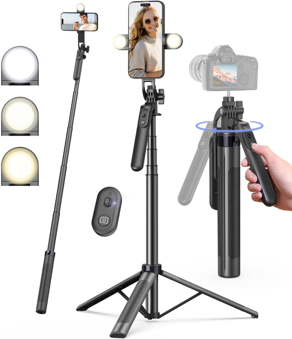 Yeaki 71" Phone Tripod,Tripod for iPhone with Fill Light and Rechargeable Remote,Aluminum Selfie