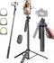 Yeaki 71" Phone Tripod,Tripod for iPhone with Fill Light and Rechargeable Remote,Aluminum Selfie